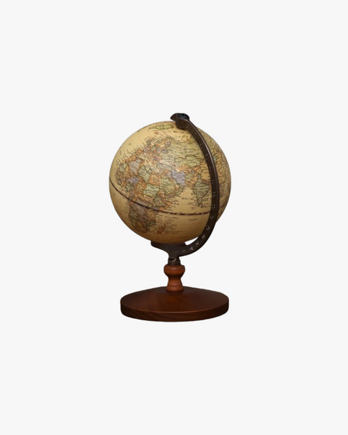 Globo Terrestre Vintage com Base de Madeira