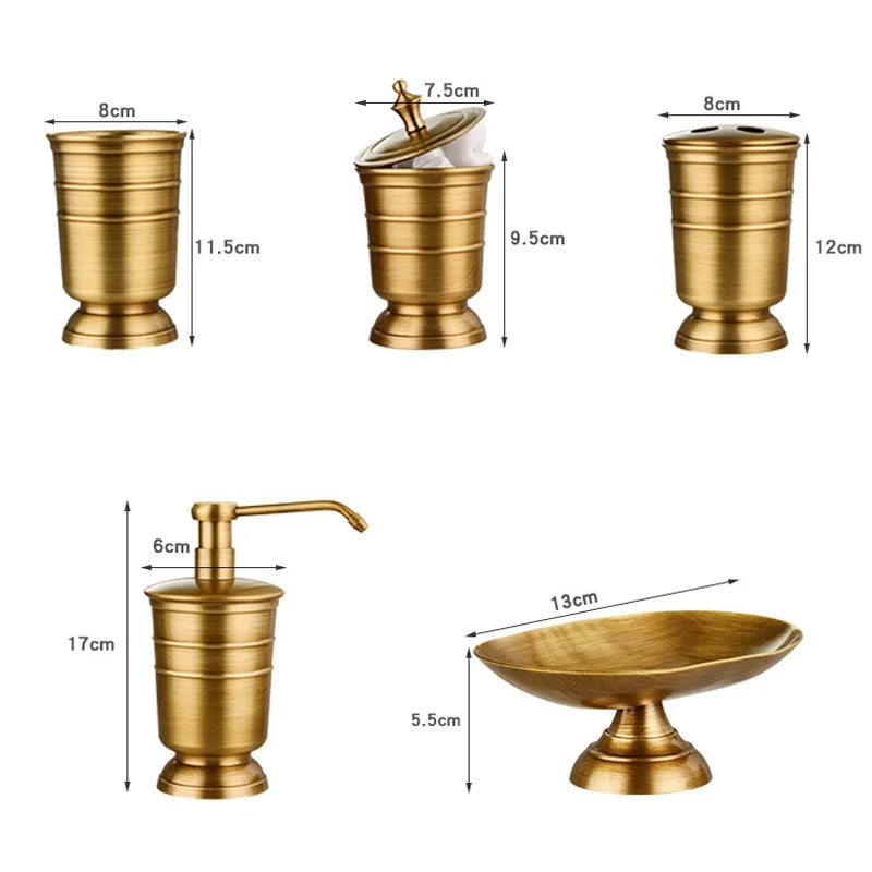 Conjunto de Acessórios de Banheiro em Cobre - 5 Peças