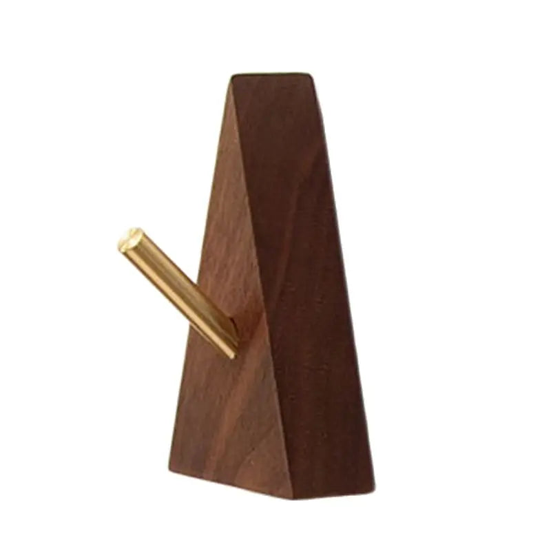 Gancho Triangular de Madeira e Latão para Decoração