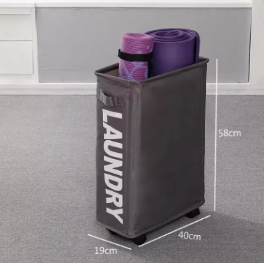 Cesto de Lavanderia Dobrável com Rodas