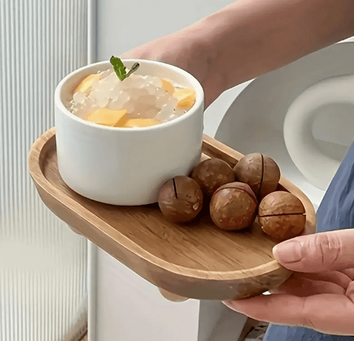 Bandeja de Madeira com Pedestal