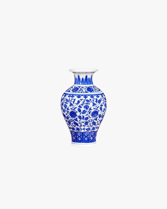 Vaso Clássico Azul e Branco em Porcelana