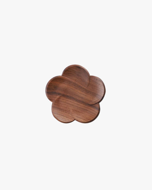 Apoio de Copo de Nogueira em Forma de Flor
