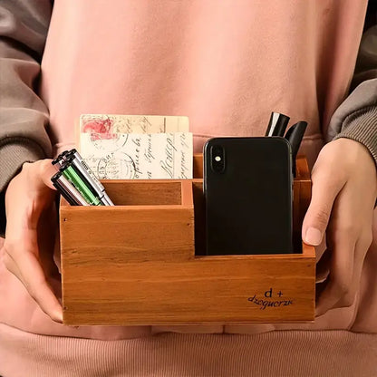 Caixa de Armazenamento de Madeira Para Escritório