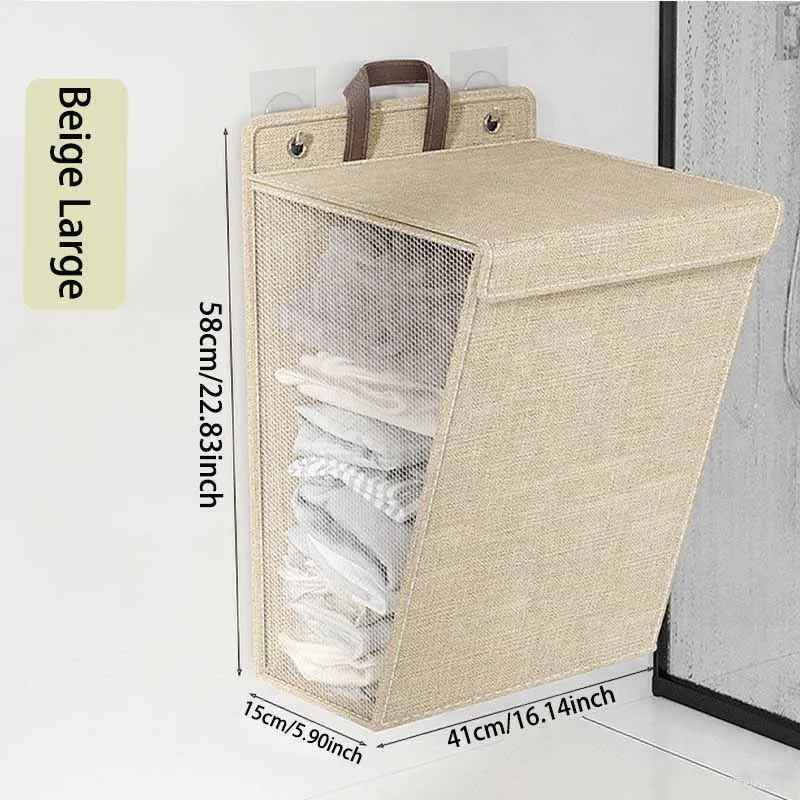 Cesto Dobrável de Roupas com Adesivo de Parede