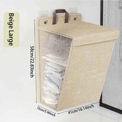 Cesto Dobrável de Roupas com Adesivo de Parede