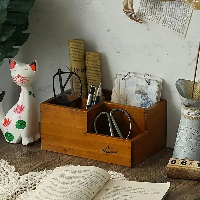 Caixa de Armazenamento de Madeira Para Escritório