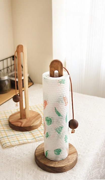 Suporte de Toalha de Papel em Madeira de Acácia - Estilo Moderno