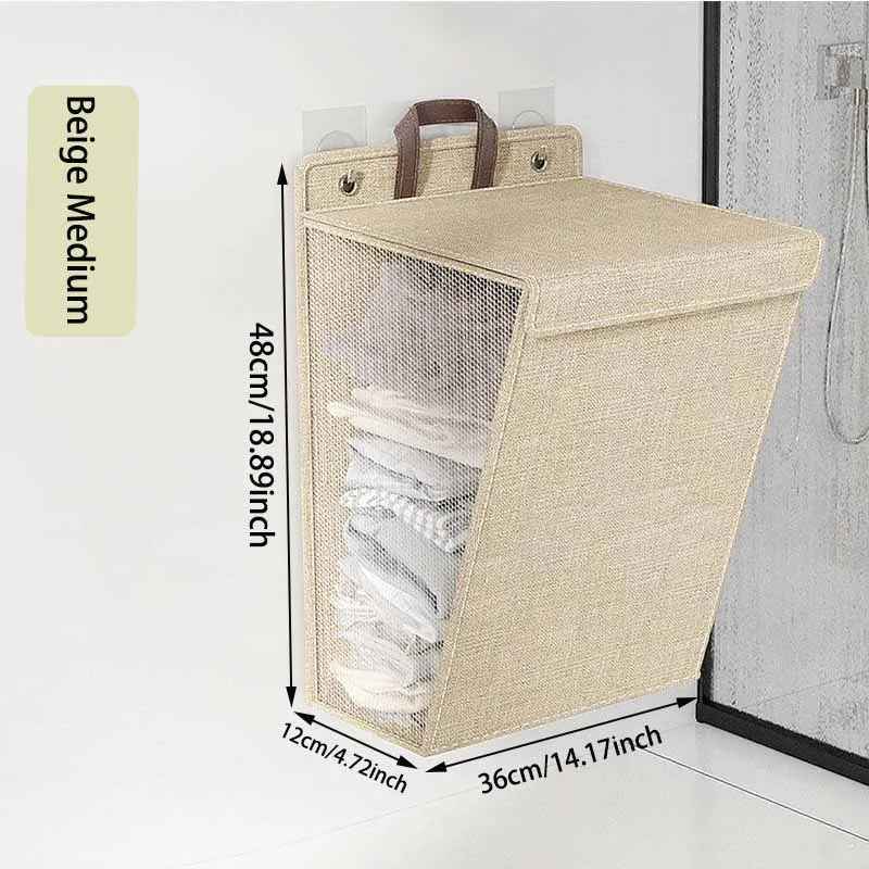 Cesto Dobrável de Roupas com Adesivo de Parede