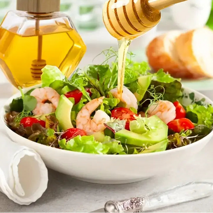 Frasco Hexagonal de Vidro com Tampa de Bambu para Mel