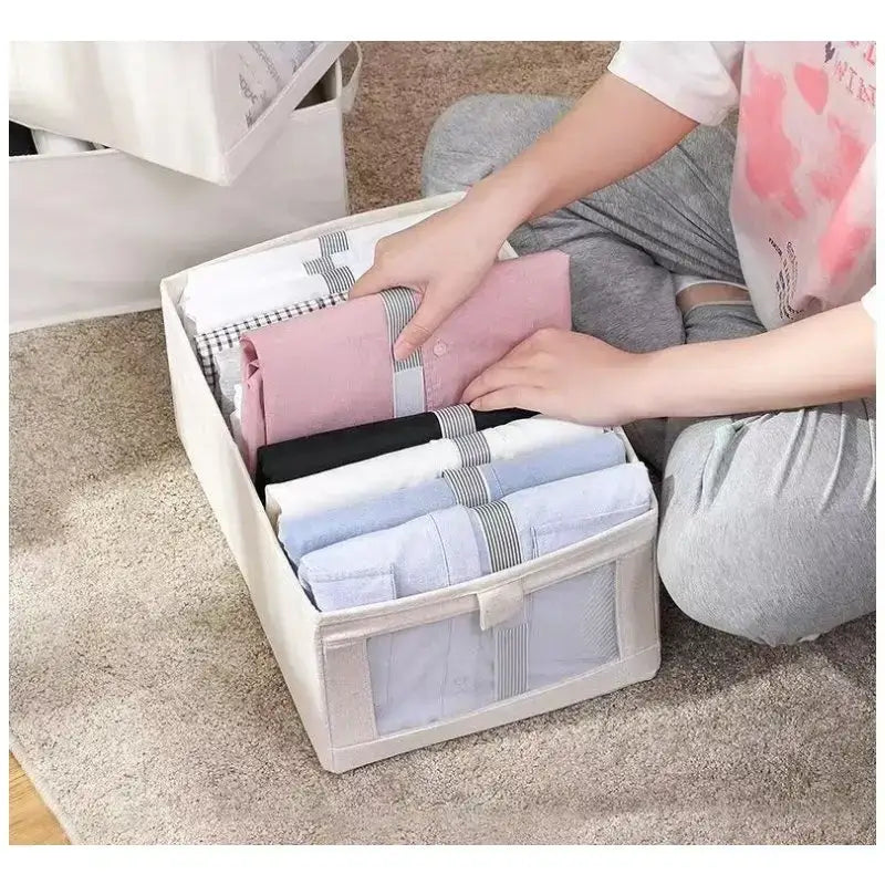 Caixa Organizadora de Roupas em Linho e Algodão