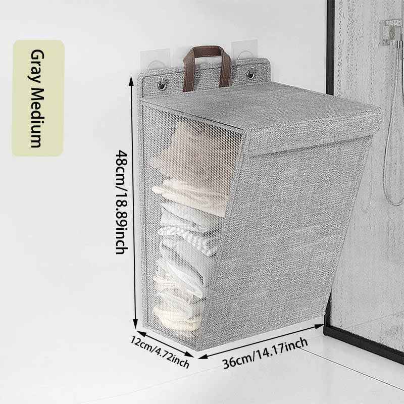 Cesto Dobrável de Roupas com Adesivo de Parede