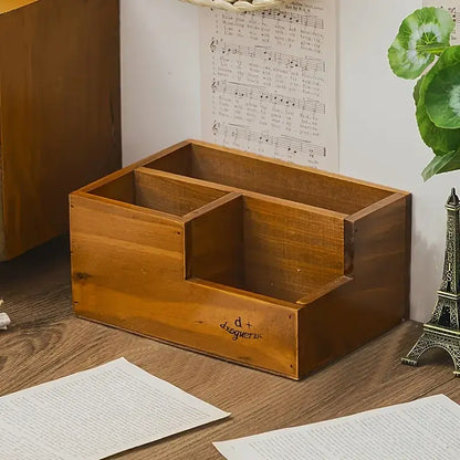 Caixa de Armazenamento de Madeira Para Escritório