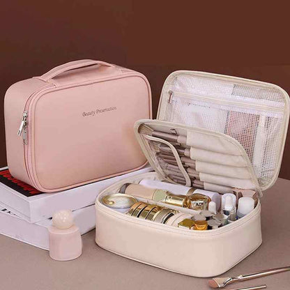 Necessaire Feminina em Tecido PU Impermeável e Zíper