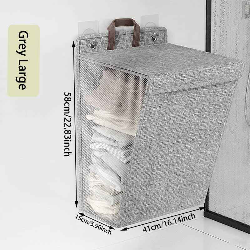 Cesto Dobrável de Roupas com Adesivo de Parede