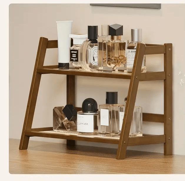 Rack de Bambu Duplo para Decoração e Organização