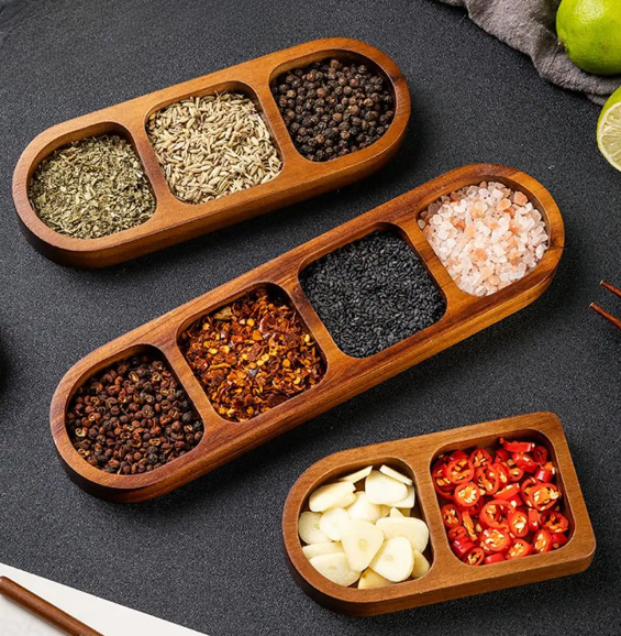 Bandeja de Madeira com Compartimentos para Aperitivos