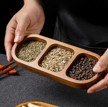 Bandeja de Madeira com Compartimentos para Aperitivos