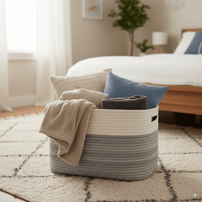 Cestas de Armazenamento em Corda de Algodão Boho Chic