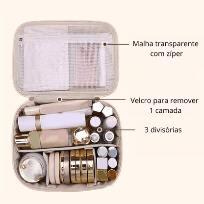 Necessaire Feminina em Tecido PU Impermeável e Zíper