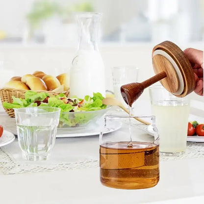 Jarra de Mel em Vidro de Borosilicato com Tampa de Madeira