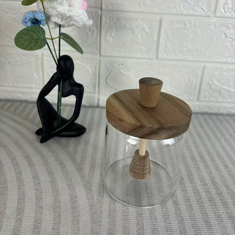 Jarra de Mel em Vidro de Borosilicato com Tampa de Madeira