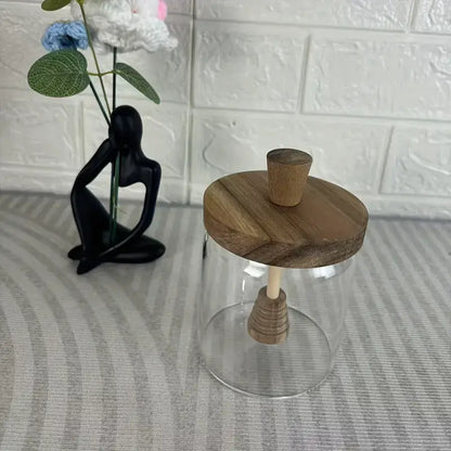 Jarra de Mel em Vidro de Borosilicato com Tampa de Madeira