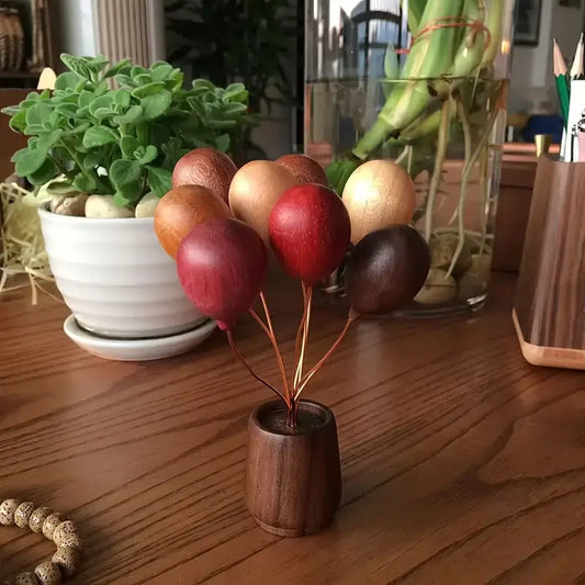Ornamento Criativo de Balões em Madeira Maciça para Decoração