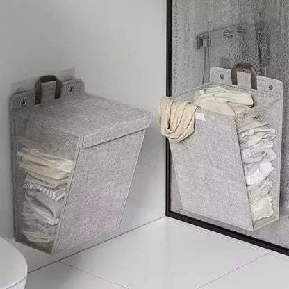 Cesto Dobrável de Roupas com Adesivo de Parede