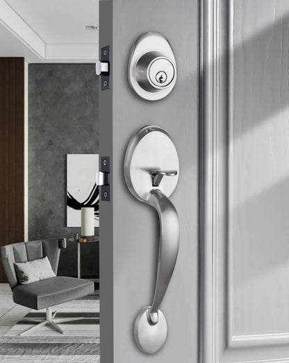 1 conjunto de fechaduras de porta de liga de zinco estilo europeu americano fechadura de porta ao ar livre villa porta de entrada grande alça fechadura anti-roubo com chave