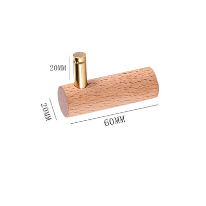 Gancho Decorativo de Madeira e Latão para Parede - 3 Unidades