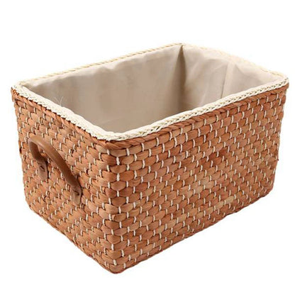 Cesta de armazenamento manual de tecido artesanal cestas de vime para lavanderia organizador de artigos diversos roupas brinquedos recipiente decoração-marrom