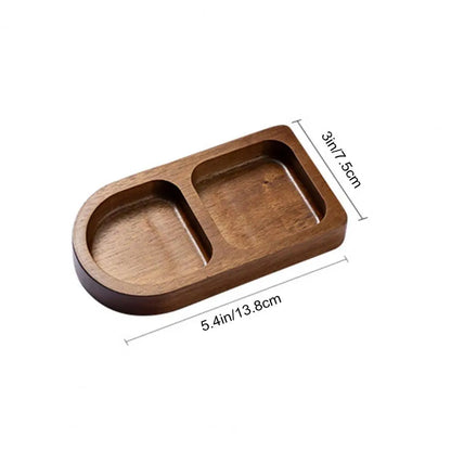 Bandeja de servir dividida de madeira, prato de condimentos, pratos de molho com vários compartimentos para lanches, aperitivos, doces de frutas, pratos de madeira elegantes