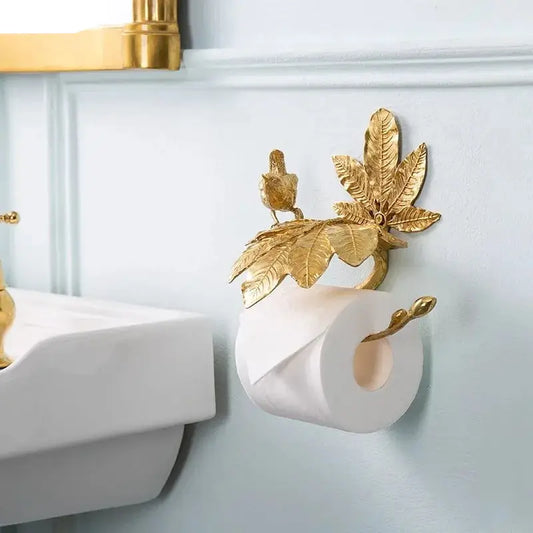 Suporte de Papel Vintage em Bronze com Design de Pássaro