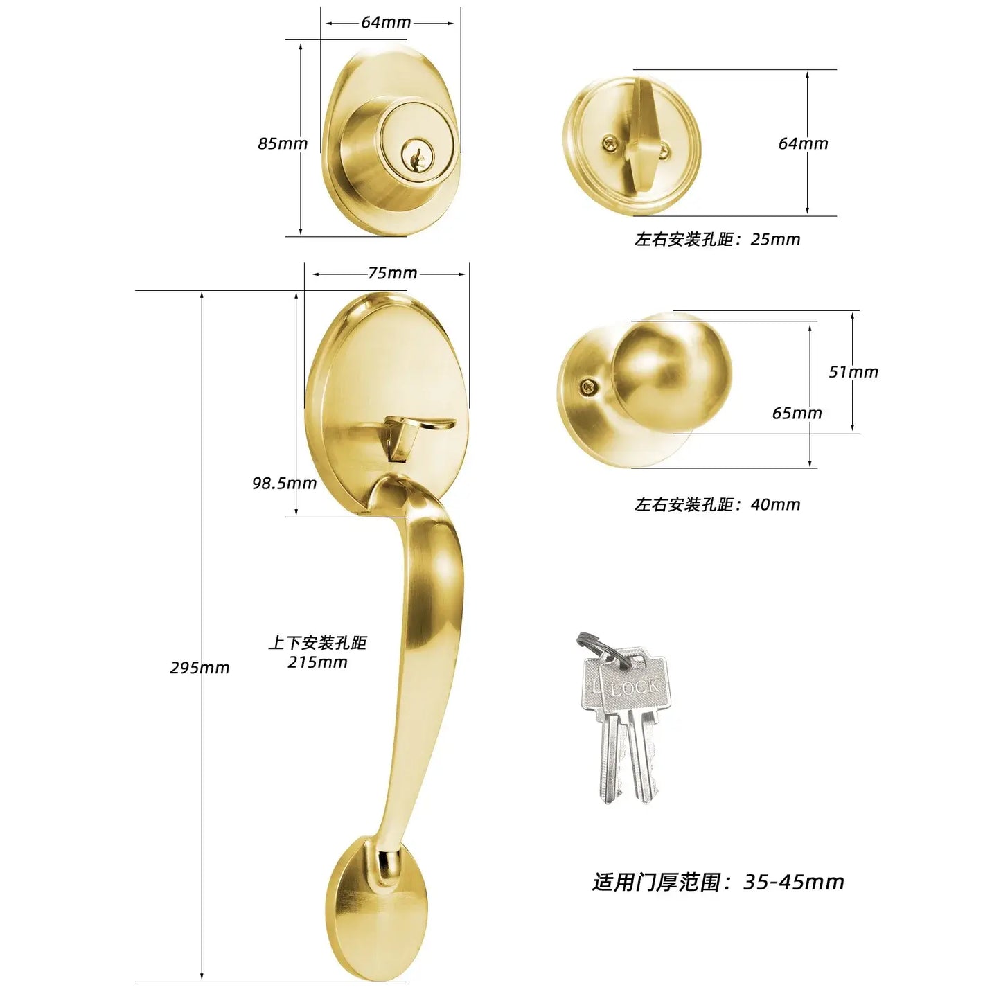 Fechadura de Porta Elegância Rústica em Liga de Zinco