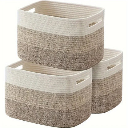 Bohemian estilo algodão corda cestas de armazenamento, grande capacidade, casa brinquedos, roupas, 1, 2, 3