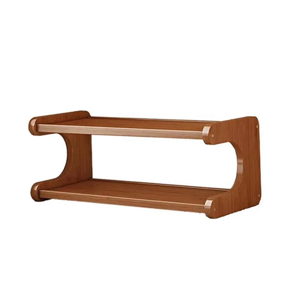 Rack de armazenamento de mesa de 2/3 camadas, economiza espaço, fácil de montar, suporte de mesa de madeira, compacto, multifuncional, estante de mesa