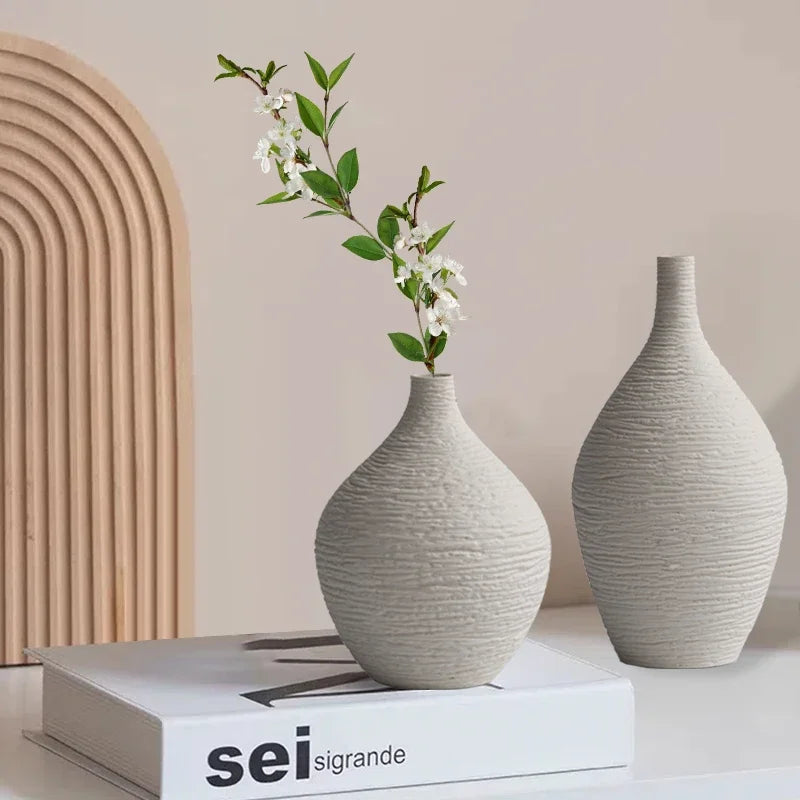 Vaso de cerâmica simples, decoração para casa, nórdico, luxo, boca estreita, vaso de flores, sala de estar, interior, escritório, decoração de mesa, presente
