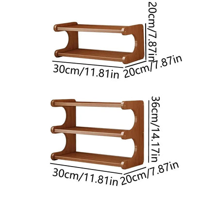 Rack de armazenamento de mesa de 2/3 camadas, economiza espaço, fácil de montar, suporte de mesa de madeira, compacto, multifuncional, estante de mesa