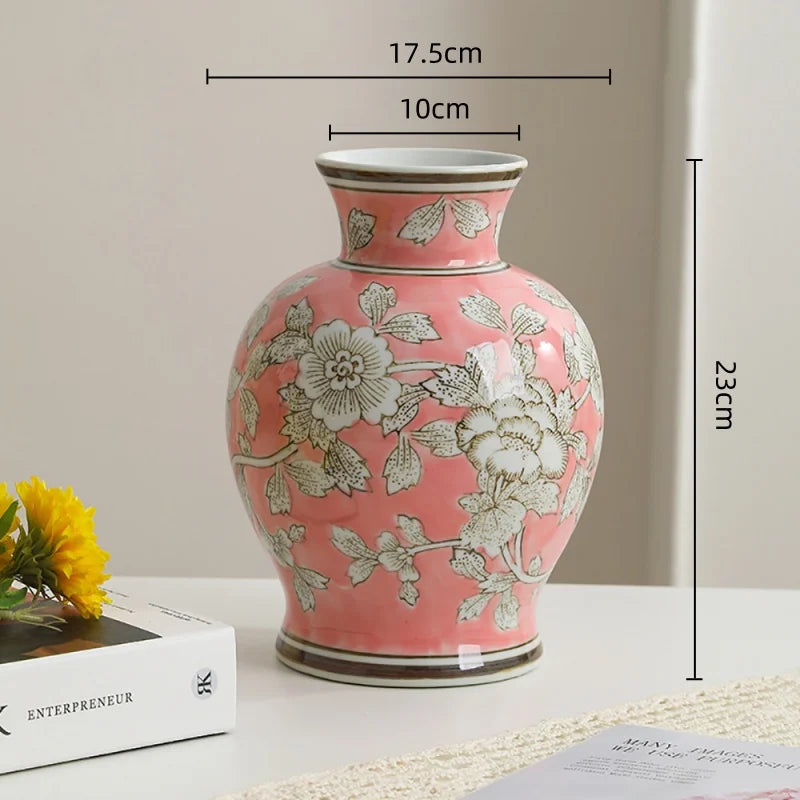 Vaso vintage chinês de porcelana azul e branca, vaso de cerâmica artesanal, garrafa de porcelana, vaso de flores, acessórios de decoração para casa
