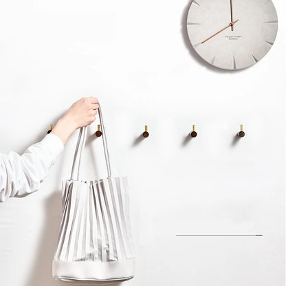 Gancho Decorativo de Madeira e Latão para Parede - 3 Unidades