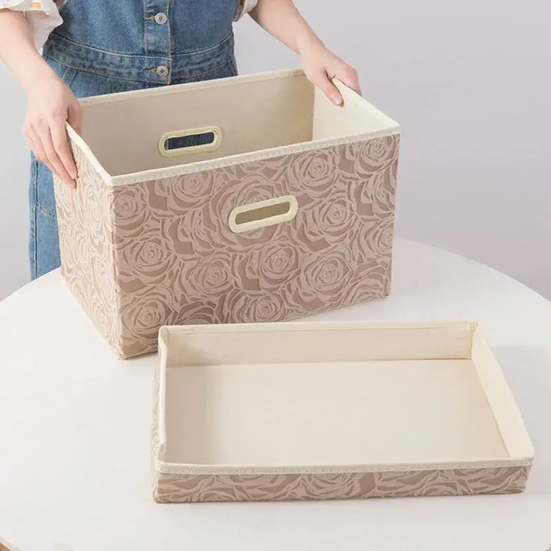 Caixa de Armazenamento Dobrável em Tecido Decorativo