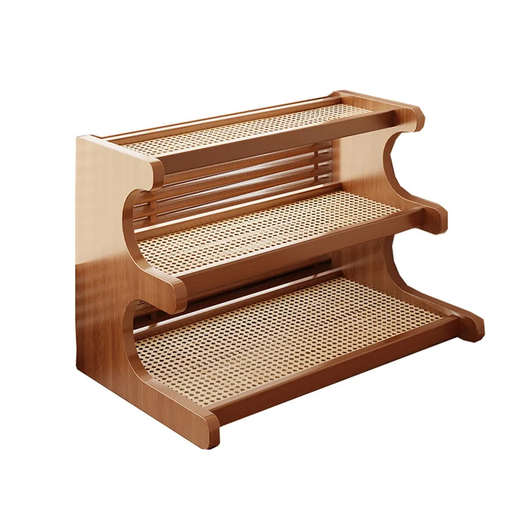 Rack de armazenamento de mesa de 2/3 camadas, economiza espaço, fácil de montar, suporte de mesa de madeira, compacto, multifuncional, estante de mesa