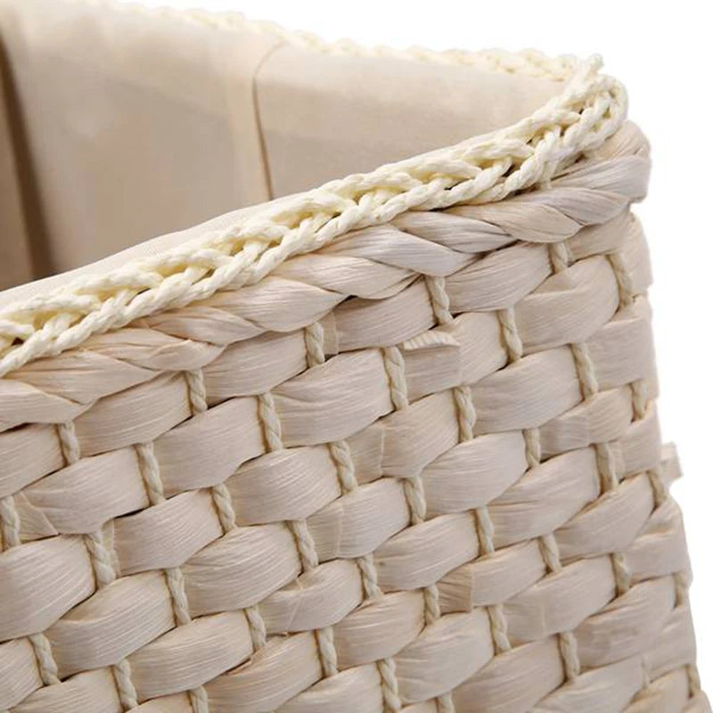 Cesta de armazenamento manual de tecido artesanal cestas de vime para lavanderia organizador de artigos diversos roupas brinquedos recipiente decoração-marrom