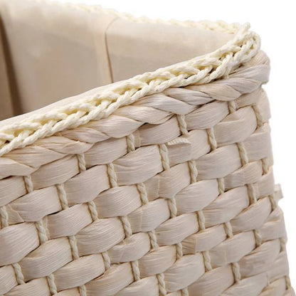 Cesta de armazenamento manual de tecido artesanal cestas de vime para lavanderia organizador de artigos diversos roupas brinquedos recipiente decoração-marrom