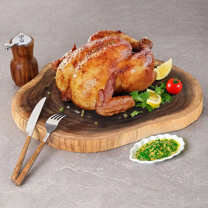 Bandeja de servir de madeira maciça natural com grão exclusivo artesanal placa de bife de madeira irregular placa de corte restaurante ferramentas de cozinha