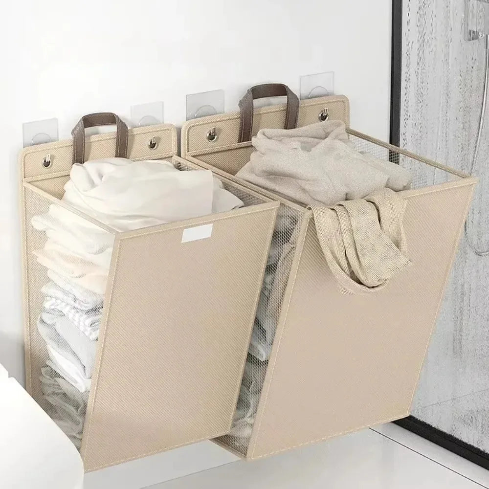 Cesto Dobrável de Roupas com Adesivo de Parede