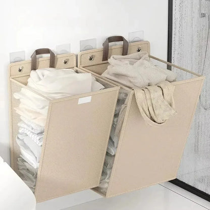 Cesto Dobrável de Roupas com Adesivo de Parede
