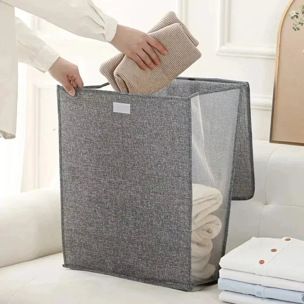 Cesto Dobrável de Roupas com Adesivo de Parede