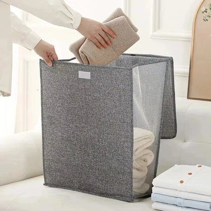 Cesto Dobrável de Roupas com Adesivo de Parede